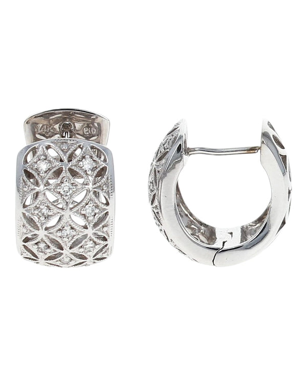 Filigree Diamond Huggie Earrings