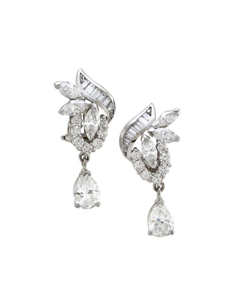 Mixed Cut Diamond Drop Earrings