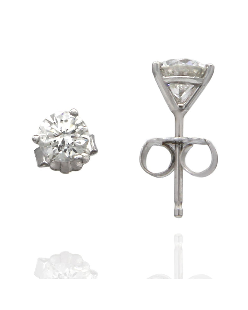 1.13ctw Round Brilliant Diamond Stud Earrings in 14kw