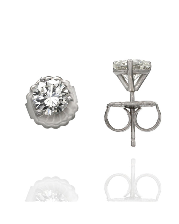 Round Brilliant Cut Diamond Martini Stud Earrings in 18KW