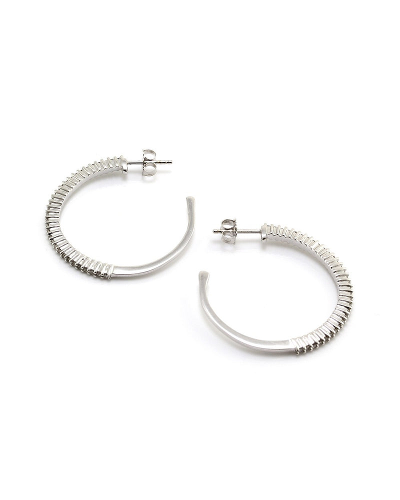 Roberto Coin Diamond Semi Hoop Earrings in White Gold