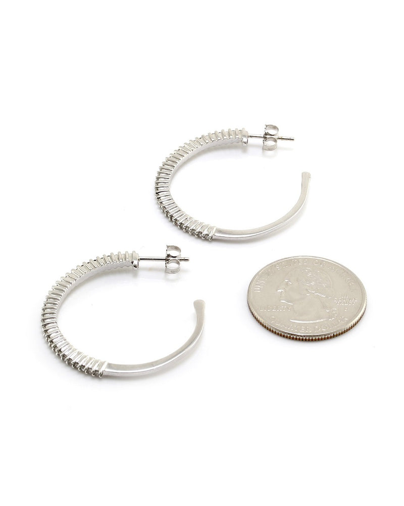 Roberto Coin Diamond Semi Hoop Earrings in White Gold