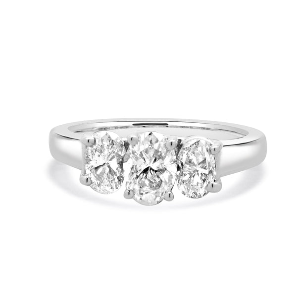Platinum Three Oval Diamond Band