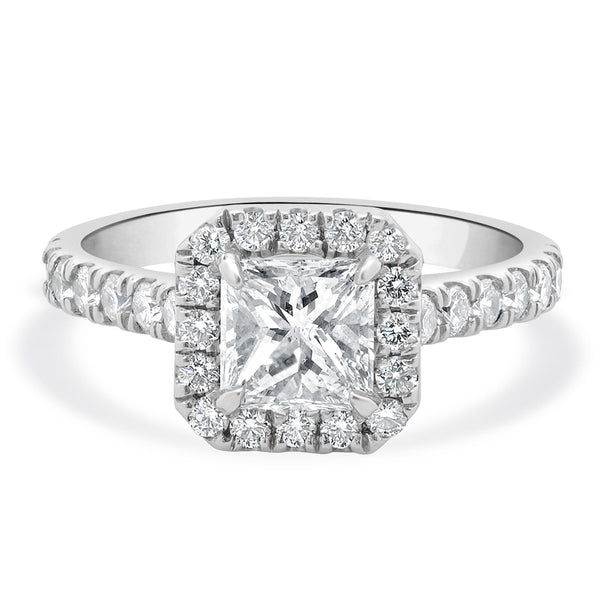 14 Karat White Gold Princess Cut Diamond Engagement Ring