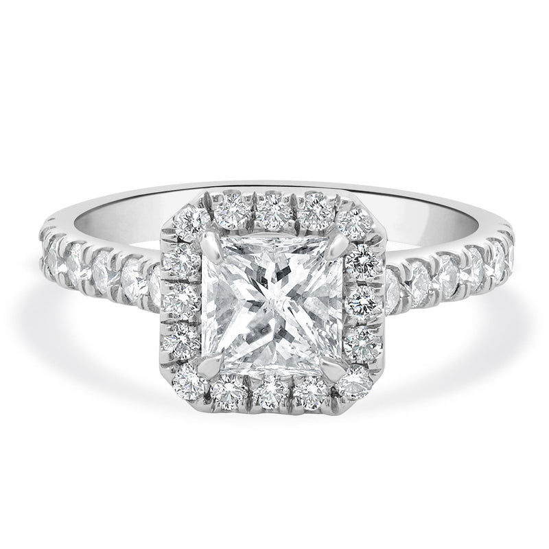 14 Karat White Gold Princess Cut Diamond Engagement Ring