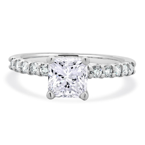 14 Karat White Gold Radiant Cut Diamond Engagement Ring