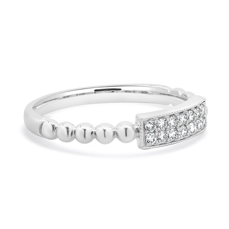 14 Karat White Gold Diamond Rectangular Filigree Band