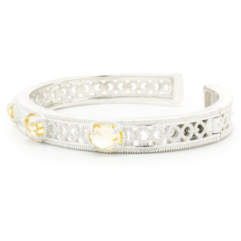 Judith Ripka Sterling Silver Lemon Quartz Cuff Bracelet