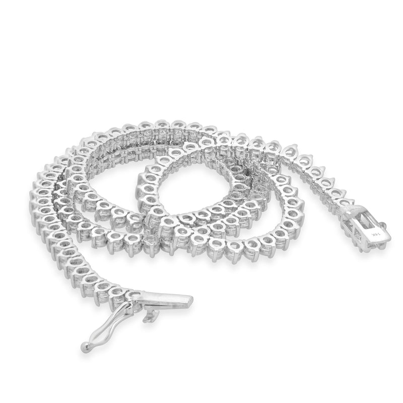 14 Karat White Gold Diamond Inline Tennis Necklace