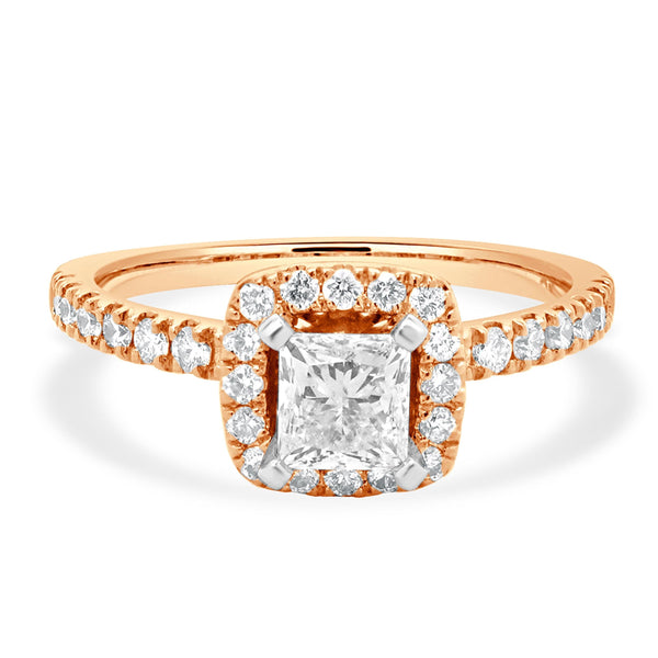 14 Karat Rose Gold Princess Cut Diamond Engagement Ring