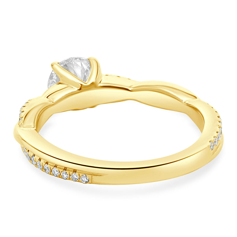 18 Karat Yellow Gold Round Brilliant Cut Diamond Engagement Ring