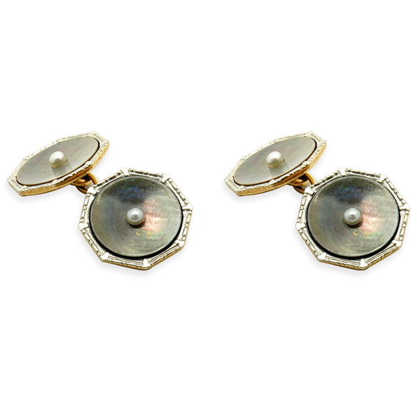 Larter & Sons 14 Karat Yellow Gold Mother of Pearl Cufflinks