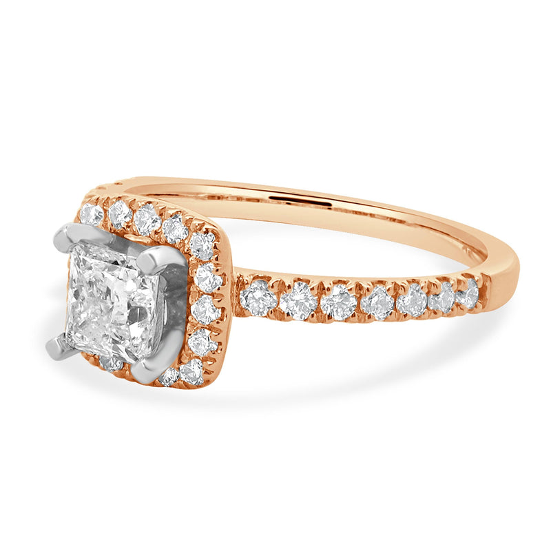 14 Karat Rose Gold Princess Cut Diamond Engagement Ring
