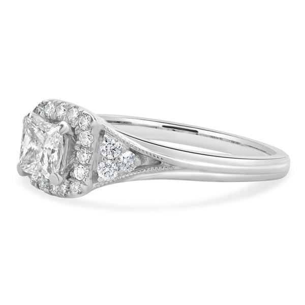 Zac Posen 14 Karat White Gold Princess Cut Diamond Engagement Ring