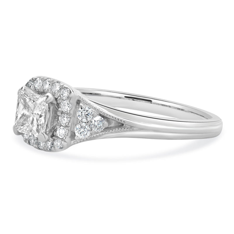 Zac Posen 14 Karat White Gold Princess Cut Diamond Engagement Ring