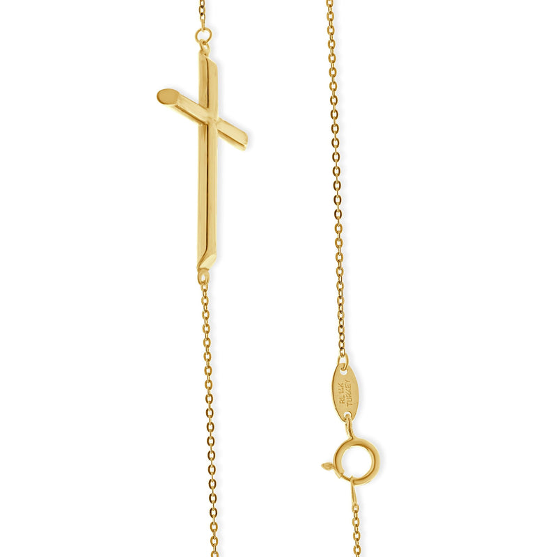 14 Karat Yellow Gold Cross Necklace