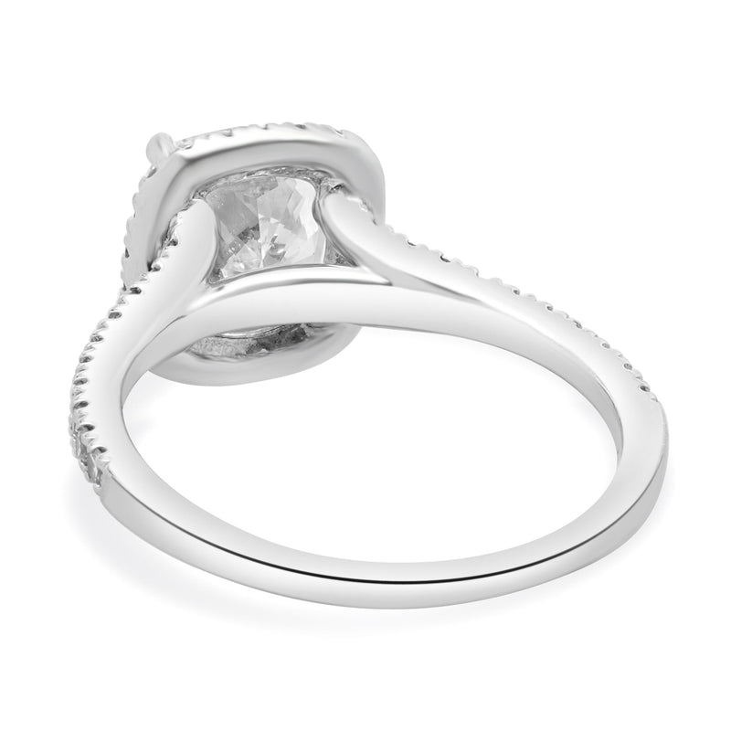 14 Karat White Gold Cushion Cut Diamond Engagement Ring