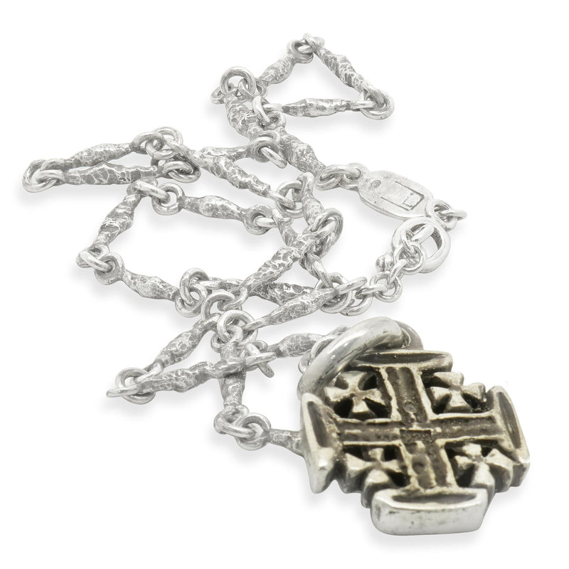 Lee Brevard Sterling Silver Old Money Chain Cross Charm Necklace