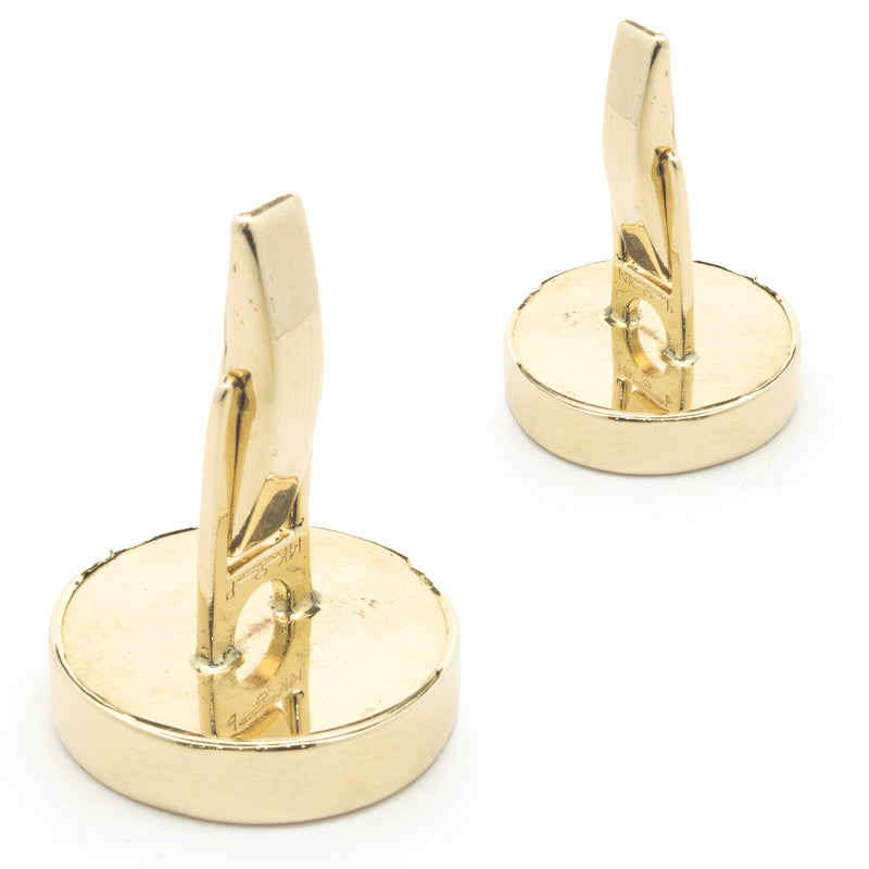 14 Karat Yellow Gold Round Carnelian Cufflinks