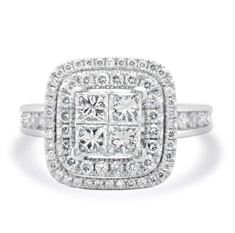 14 Karat White Gold Quadset Diamond Engagement Ring