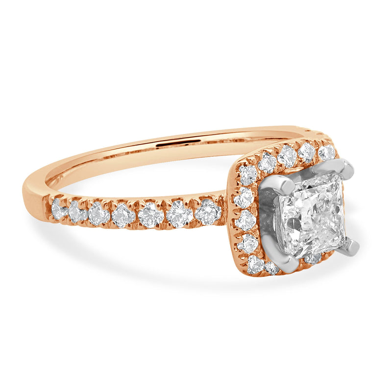 14 Karat Rose Gold Princess Cut Diamond Engagement Ring