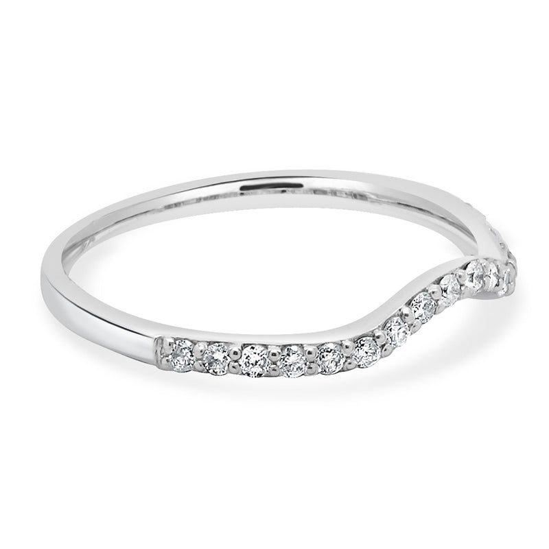 14 Karat White Gold Curved Diamond Band