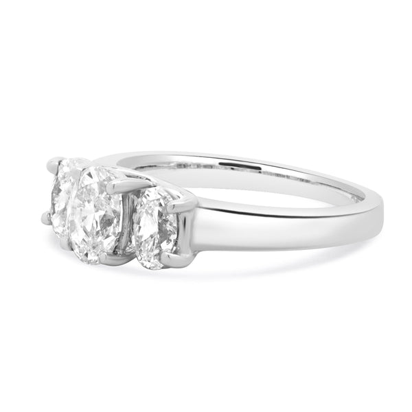 Platinum Three Oval Diamond Band