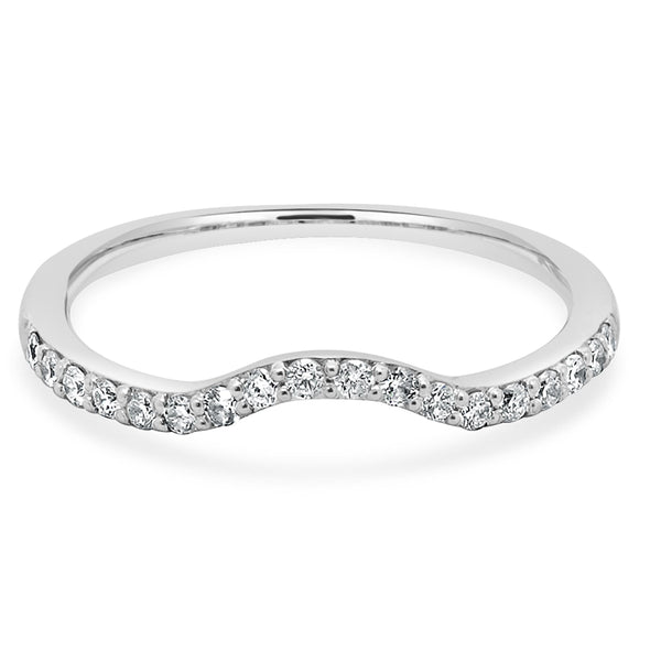14 Karat White Gold Curved Diamond Band