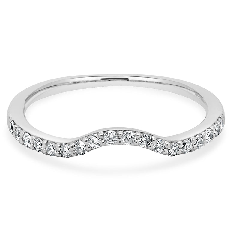 14 Karat White Gold Curved Diamond Band