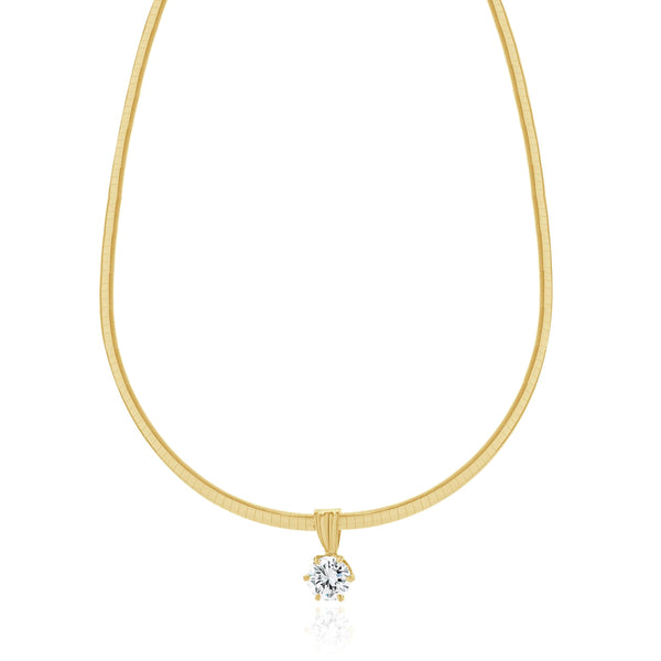 14 Karat Yellow Gold Diamond Solitaire Slide Necklace