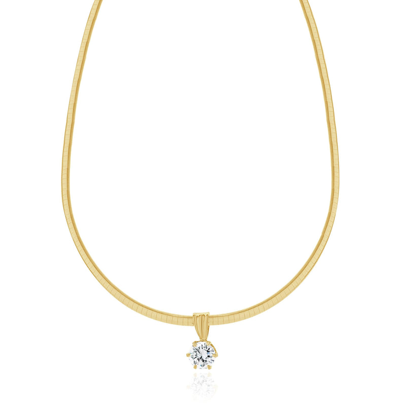 14 Karat Yellow Gold Diamond Solitaire Slide Necklace
