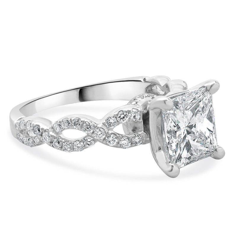 14 Karat White Gold Radiant Cut Diamond Engagement Ring