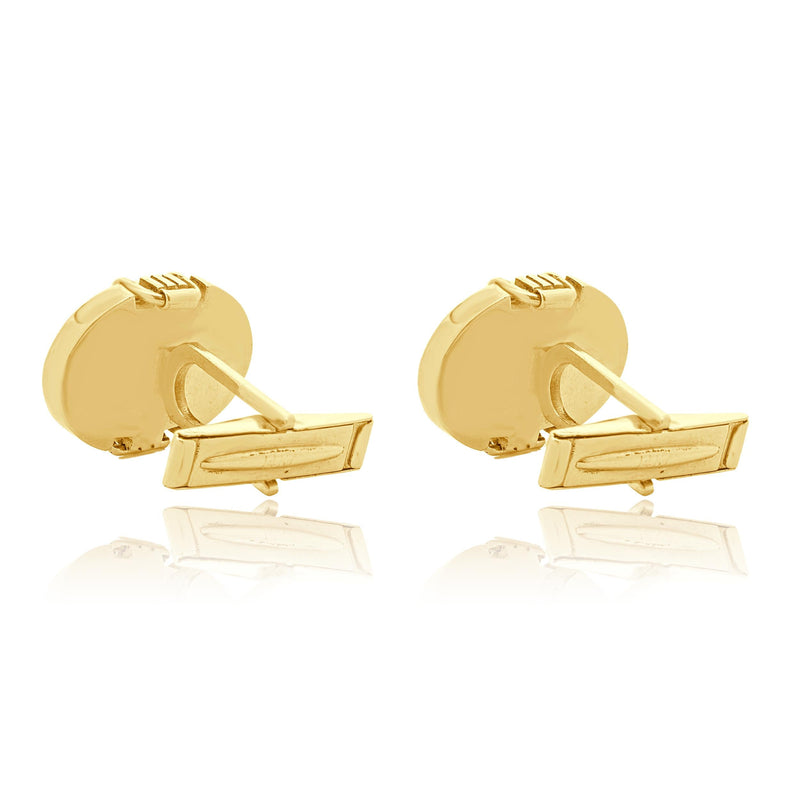 14 Karat Yellow Gold Diamond Cufflinks