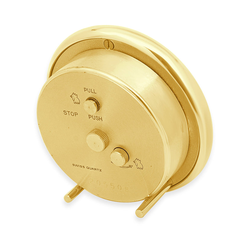 Tiffany & Co. Round Brass Desk Alarm Clock Swiss Quartz