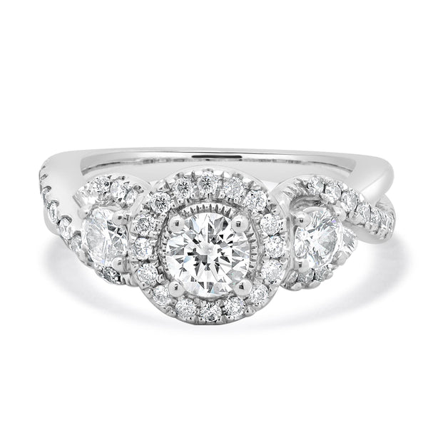 14 Karat White Gold Round Diamond Engagement Ring