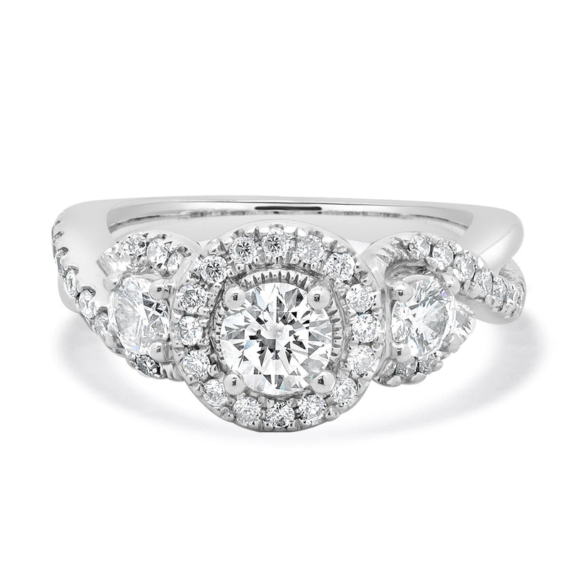 14 Karat White Gold Round Diamond Engagement Ring