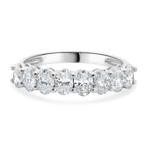 18 Karat White Gold Oval Diamond Band