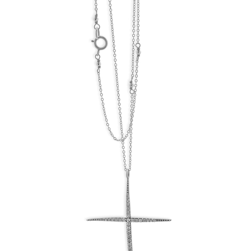 Sterling Silver Antique Diamond Cross Necklace