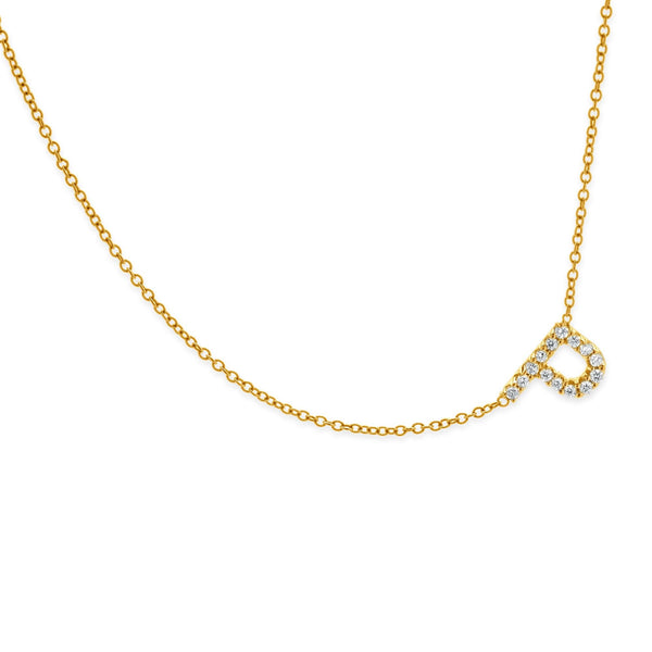 18 Karat Yellow Gold Lab Grown Diamond P Necklace