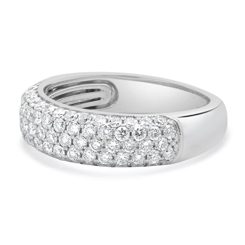 14 Karat White Gold Five Row Pave Diamond Band