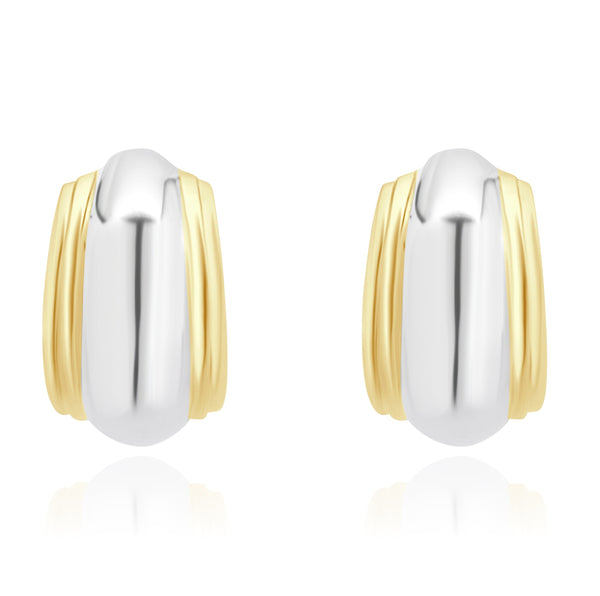 Tiffany & Co. 18 Karat Yellow Gold & Sterling Silver Dome Earrings