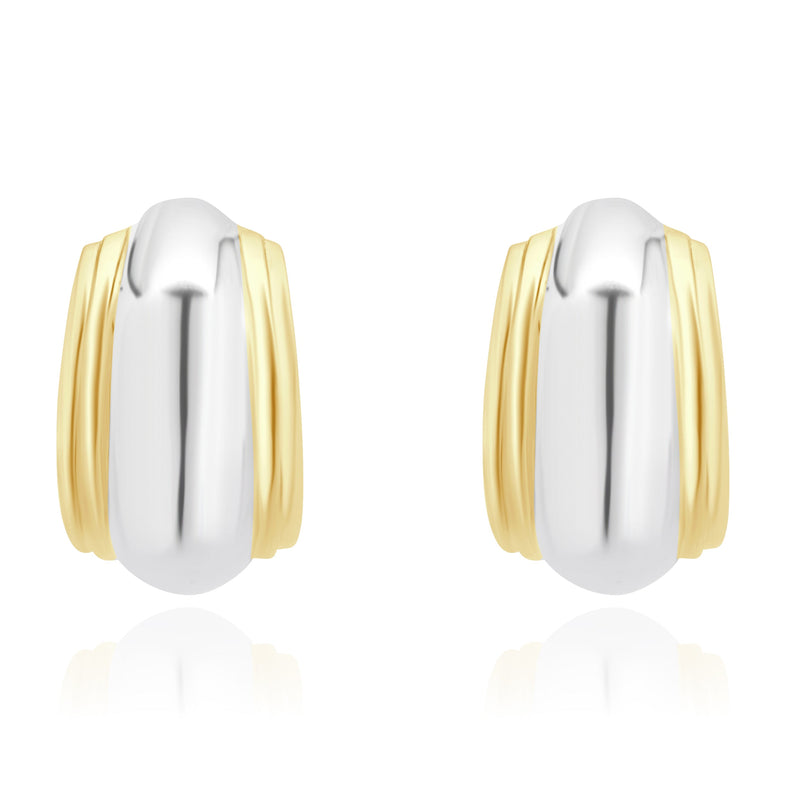 Tiffany & Co. 18 Karat Yellow Gold & Sterling Silver Dome Earrings