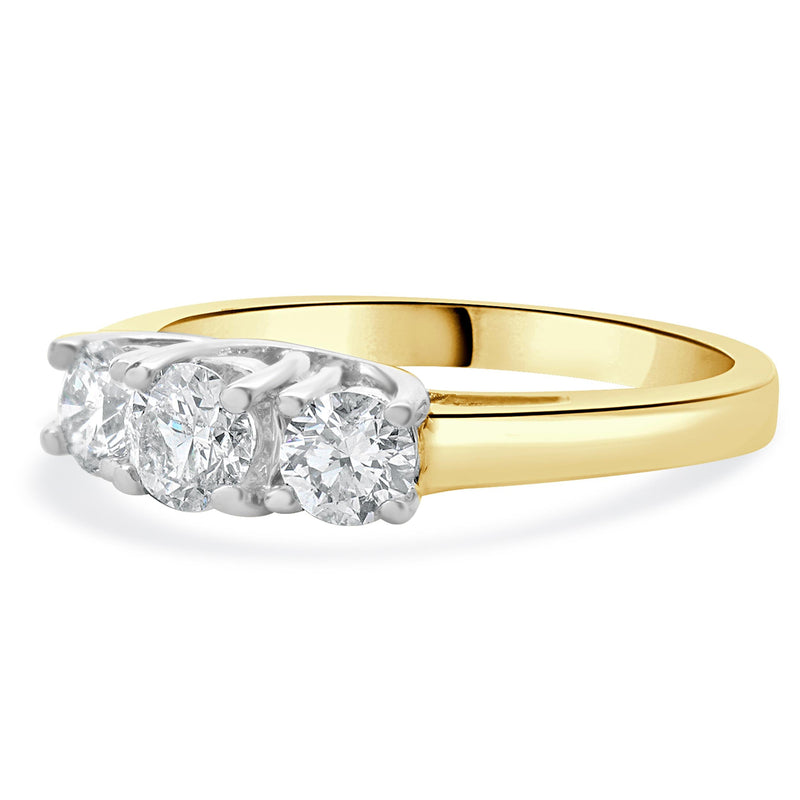 14 Karat Yellow & White Gold Past, Present, Future Diamond Engagement Ring