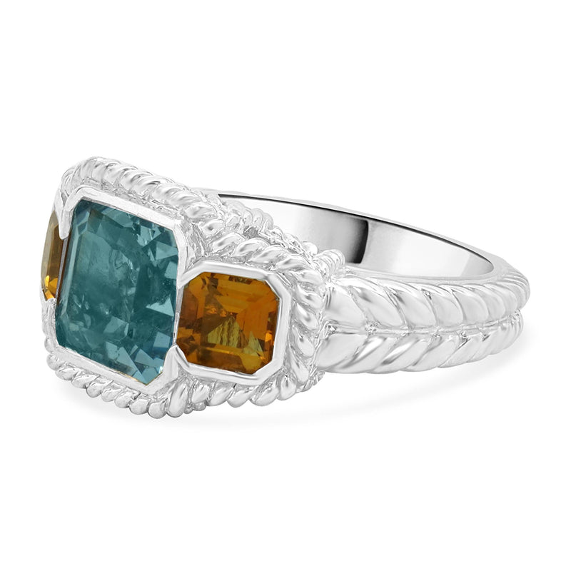Judith Ripka 925 Sterling Silver Blue Topaz and Citrine Ring