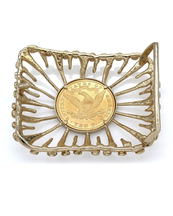 Belt Buckle with Eagle Coin in Gold