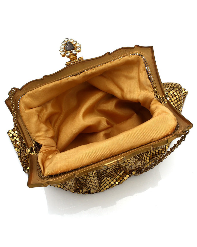 Vintage Gold Color Mesh Clutch Bag Circa 1940's
