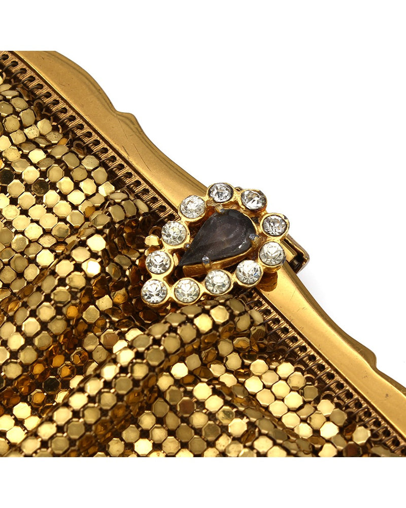 Vintage Gold Color Mesh Clutch Bag Circa 1940's