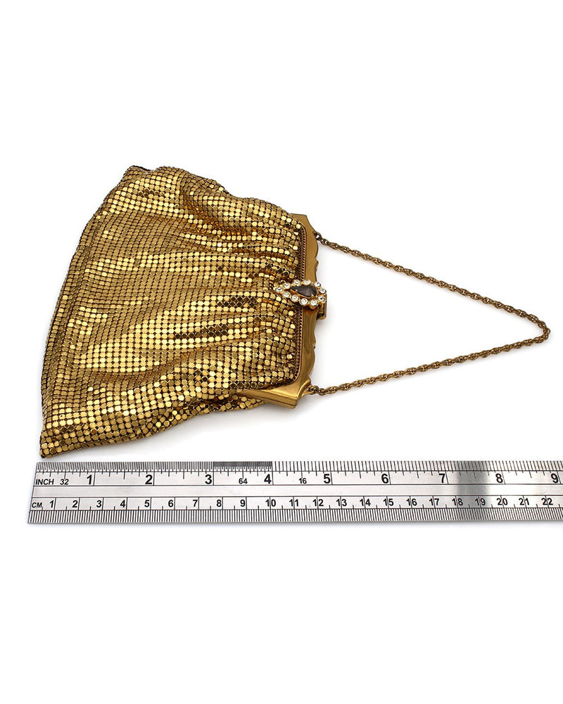Vintage Gold Color Mesh Clutch Bag Circa 1940's