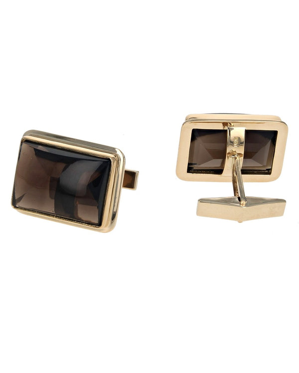 Smoky Quartz Cufflinks in Yellow Gold