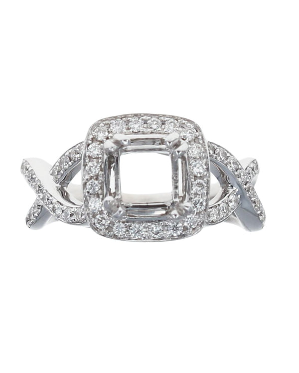 Diamond Pave Square Halo Semi Mount